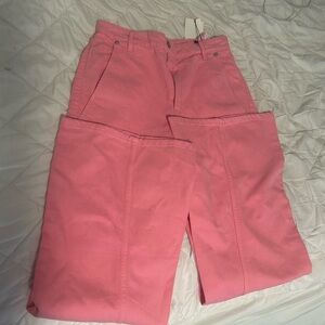 High rise wide leg pink Zara jeans NWT